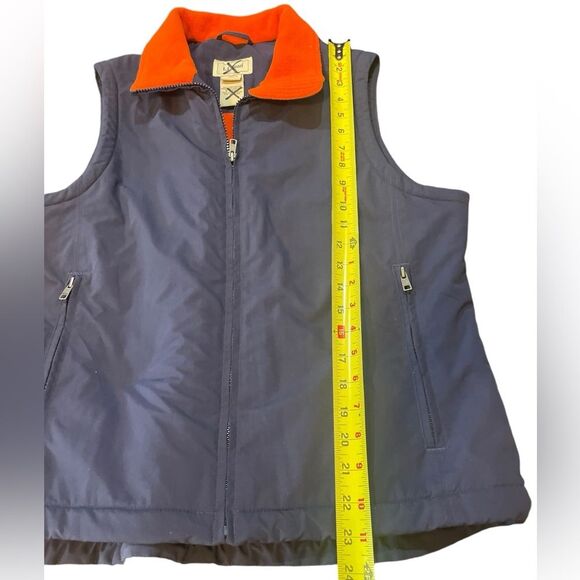 LL Bean Vest Fleece Lined Navy and Orange Womens Size Medium - Picture 11 of 12
